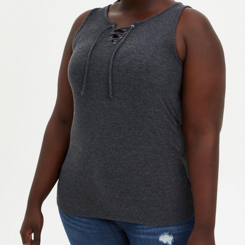 Torrid Lace-Up Ribbed Tank Top